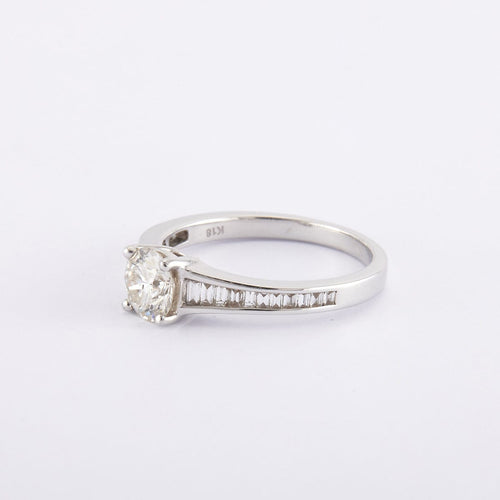 Bague 54 / Blanc/Gris / Or 750 Bague Solitaire Diamant 0.83 Carat 58 Facettes 120396R-200070R