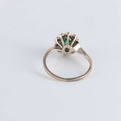 Bague 49 Bague Marguerite Emeraude et 10 Diamants 58 Facettes FM65