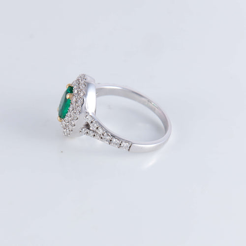 Bague 53 Bague style Marguerite Emeraude Diamants 58 Facettes 1