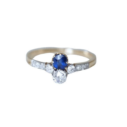 Bague 57.5 Bague "Toi & Moi" Or jaune Platine Saphir Diamants 58 Facettes