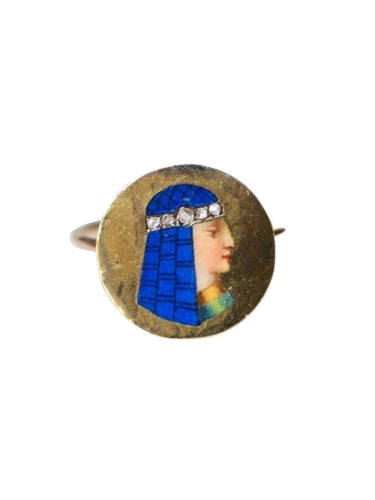Bague Bague ancienne Egyptomania en or, diamants, émail 58 Facettes