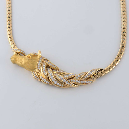 Collier Fred Collier Cheval Or jaune pavage Diamants 58 Facettes 1