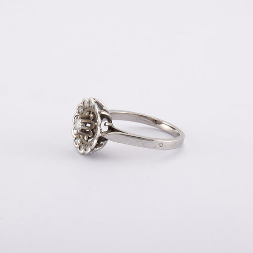 Bague 56 / Blanc/Gris / Or 750 Bague Fleur Or et diamants 58 Facettes 140278R