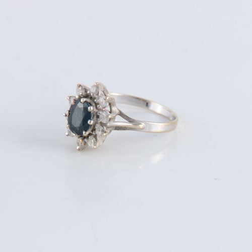 Bague 52 Bague Marguerite Saphir et 10 Diamants 58 Facettes FM108
