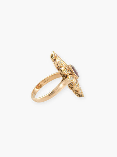 Bague BAGUE VINTAGE OR JAUNE RUBIS ET DIAMANTS 58 Facettes 150043