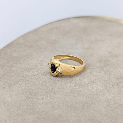Bague Bague en or jaune diamants et saphir 58 Facettes 18778