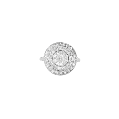 Bague 54 Bague rosace Art Déco Platine diamants 58 Facettes