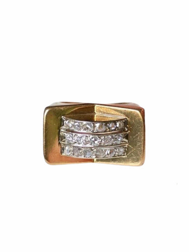 Bague Bague chevalière Tank or et diamants 58 Facettes