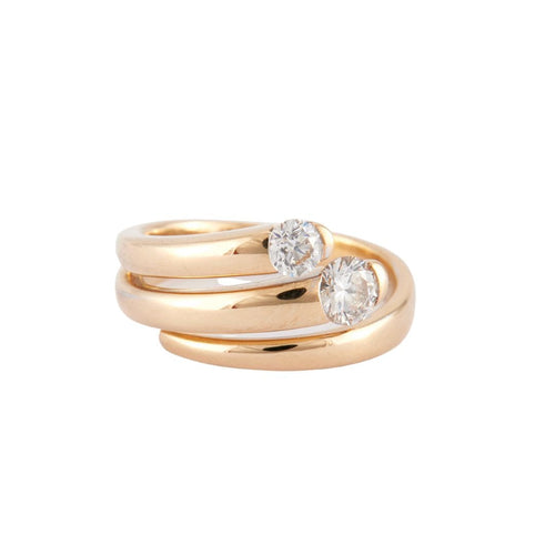 Bague Bague Or jaune 2 Diamants 58 Facettes