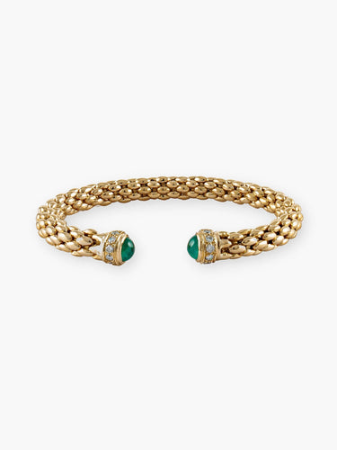 Bracelet Bracelet Jonc Or Jaune, Diamants et Emeraudes 58 Facettes 110022
