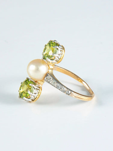 Bague 50 Bague Trilogie Perle et Péridots 58 Facettes