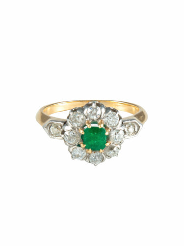 Bague 52 Bague Marguerite Emeraude et diamants 58 Facettes
