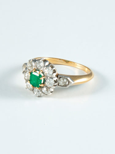 Bague 52 Bague Marguerite Emeraude et diamants 58 Facettes