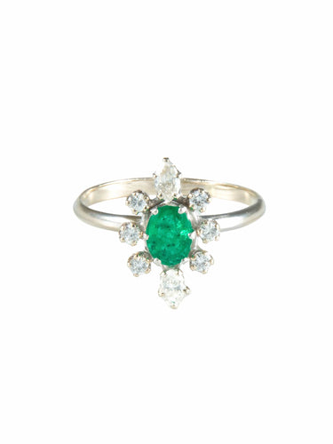 Bague 55 Bague Marguerite Emeraude et diamants 58 Facettes