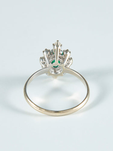 Bague 55 Bague Marguerite Emeraude et diamants 58 Facettes