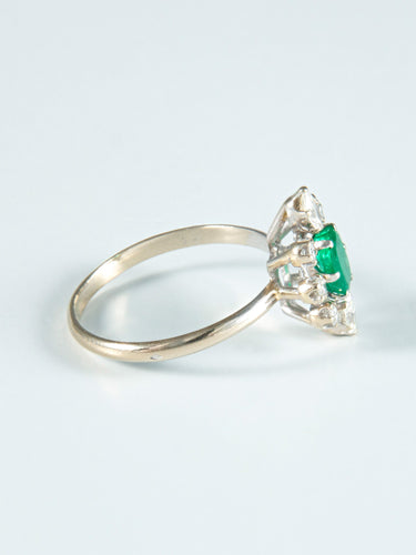 Bague 55 Bague Marguerite Emeraude et diamants 58 Facettes