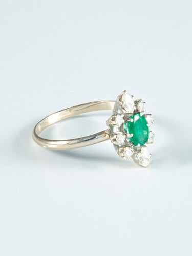 Bague 55 Bague Marguerite Emeraude et diamants 58 Facettes