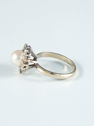 Bague 49 Bague Marguerite Perle et Diamants 58 Facettes