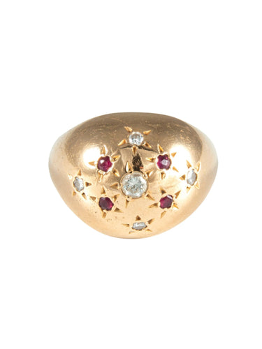 Bague 50 Bague Boule Rubis et Diamants 58 Facettes