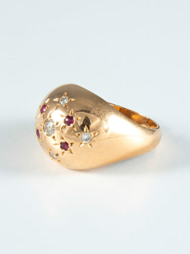Bague 50 Bague Boule Rubis et Diamants 58 Facettes