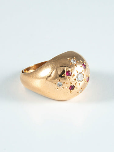 Bague 50 Bague Boule Rubis et Diamants 58 Facettes