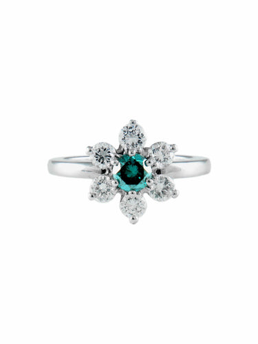 Bague Bague Fleur Diamant bleu 58 Facettes
