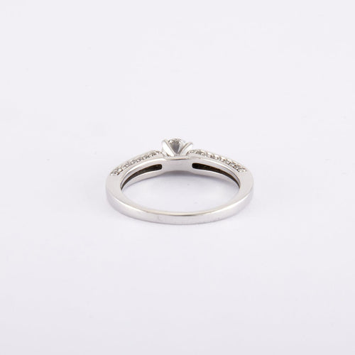 Bague 52 / Blanc/Gris / Or 750 Bague Solitaire Diamant 0.30 Carat 58 Facettes 190359R