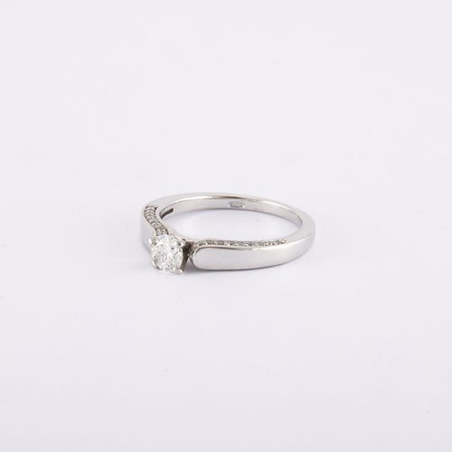Bague 52 / Blanc/Gris / Or 750 Bague Solitaire Diamant 0.30 Carat 58 Facettes 190359R