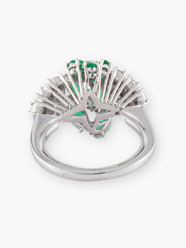 Bague Bague Feuillage Or Blanc, Diamants & Emeraudes 58 Facettes 150042