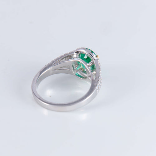 Bague Bague style Marguerite Emeraude Diamants 58 Facettes