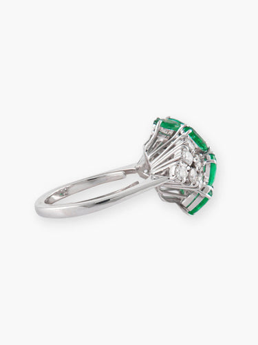 Bague Bague Feuillage Or Blanc, Diamants & Emeraudes 58 Facettes 150042