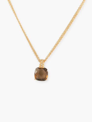 Collier COLLIER PENDENTIF OR & QUARTZ FUME 58 Facettes 130014