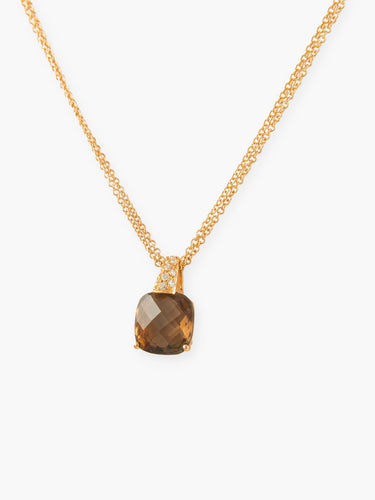 Collier COLLIER PENDENTIF OR & QUARTZ FUME 58 Facettes 130014