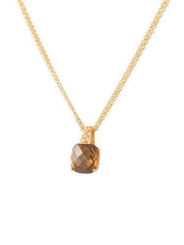 Collier COLLIER PENDENTIF OR & QUARTZ FUME 58 Facettes 130014