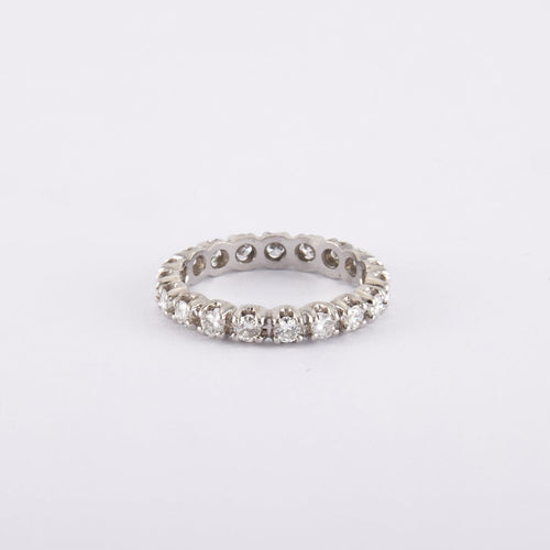 Bague 54 / Blanc/Gris / Or 750 Alliance Américaine 0.95 Carat de Diamants 58 Facettes 220411R