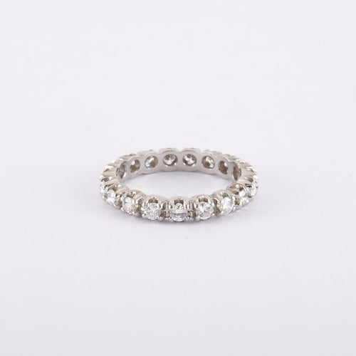 Bague 54 / Blanc/Gris / Or 750 Alliance Américaine 0.95 Carat de Diamants 58 Facettes 220411R