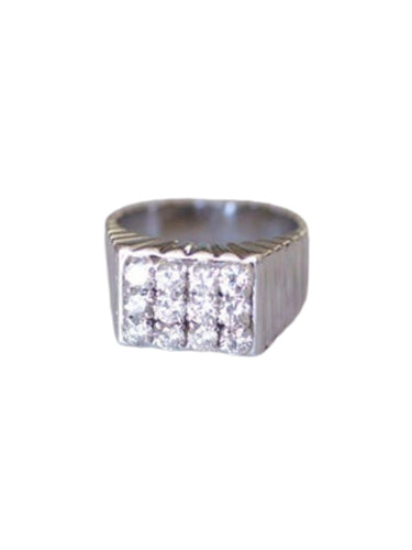 Bague chevalière godrons Art Deco diamants 58 Facettes