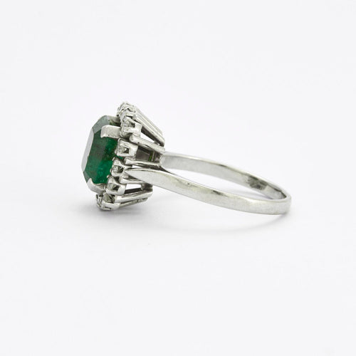 Bague 54 Bague Emeraude Diamants Platine et Or Blanc 58 Facettes DV0441-1