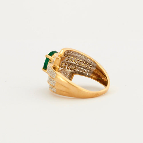 Bague 52 Bague en or jaune, émeraude et diamants 58 Facettes DV0322-1