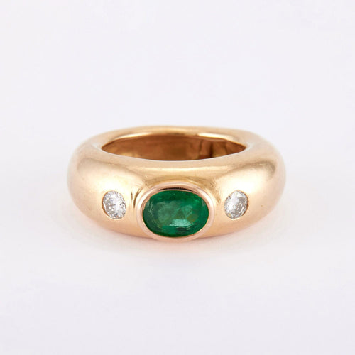 Bague 48 Bague Jonc Emeraude Diamants 58 Facettes DV0002-2