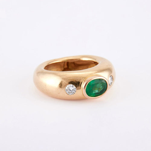 Bague 48 Bague Jonc Emeraude Diamants 58 Facettes DV0002-2