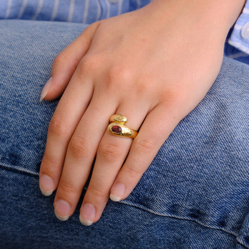 Bague 49 Bague jonc or et rubis ovale 58 Facettes DV0239-1