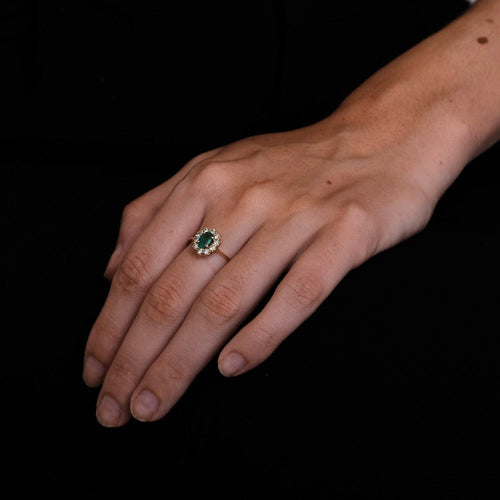 Bague 52 Bague Marguerite Emeraude 10 Diamants 58 Facettes DV0190-1