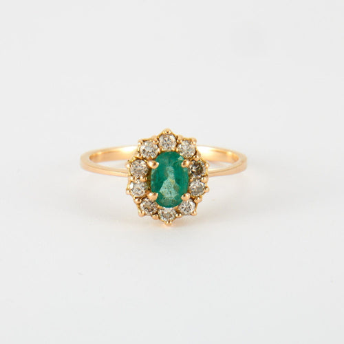 Bague 52 Bague Marguerite Emeraude 10 Diamants 58 Facettes DV0190-1