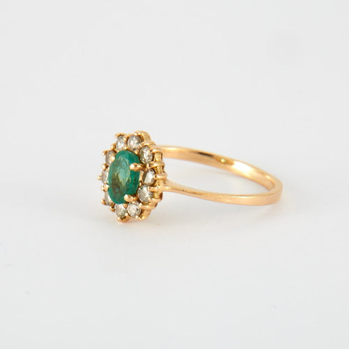 Bague 52 Bague Marguerite Emeraude 10 Diamants 58 Facettes DV0190-1