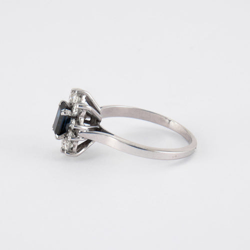 Bague 55 Bague Marguerite Saphir rectangulaire Diamants 58 Facettes DV0042-10