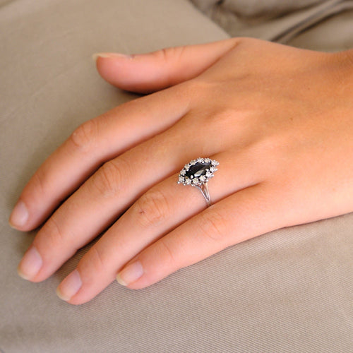 Bague 54 Bague Marquise saphir diamants 58 Facettes DV0264-1