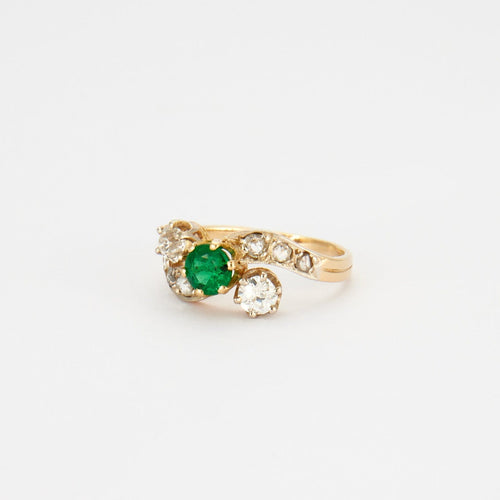 Bague 51 Bague mouvementée Emeraude Diamants 58 Facettes DV0019-2