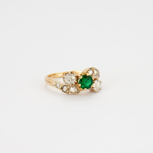 Bague 51 Bague mouvementée Emeraude Diamants 58 Facettes DV0019-2