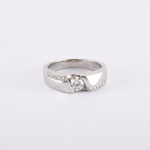 Bague 52 / Blanc/Gris / Or 750 Bague Solitaire Diamant 0.27 carat 58 Facettes 210038R